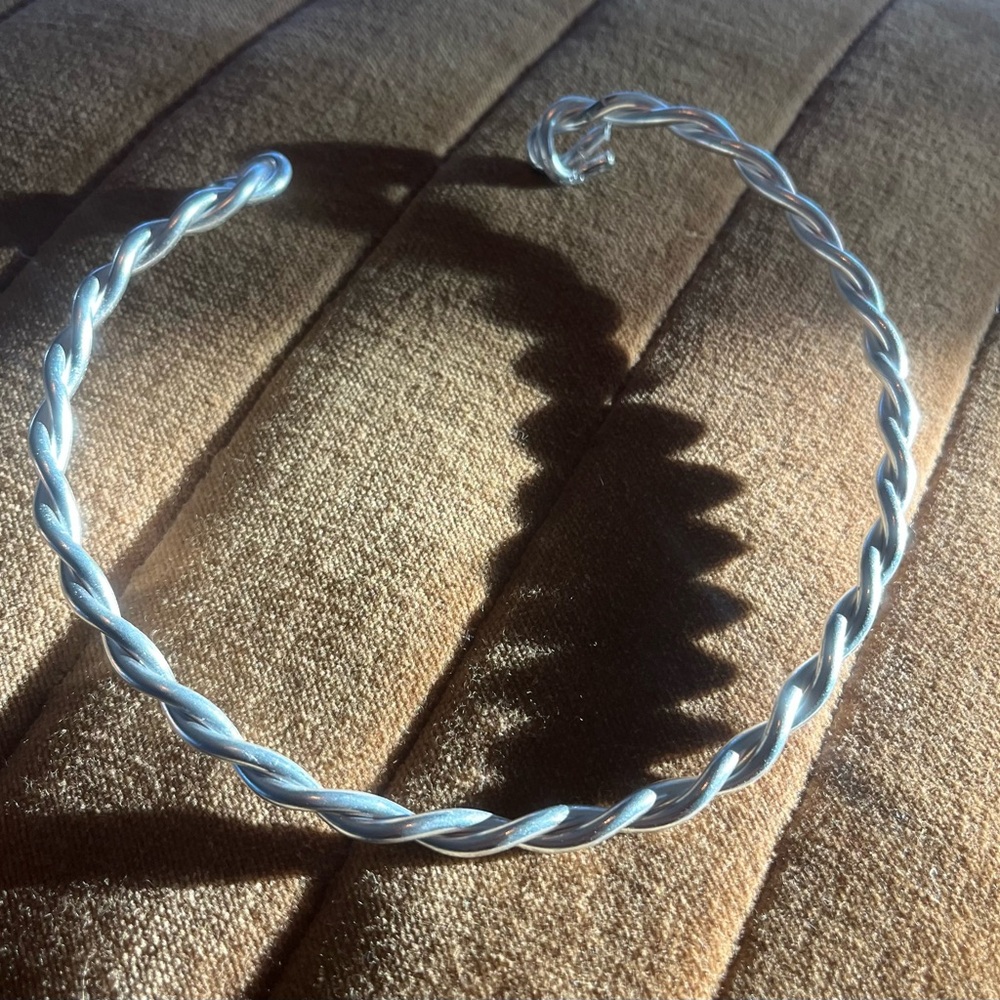 Silver Twisted Choker Necklace - Picture 1 of 4